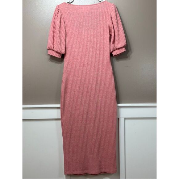 NWT SAYLOR Malavika Knitted Puff Sleeve Scoop Neckline Cardigan Midi Dress M - Picture 13 of 13